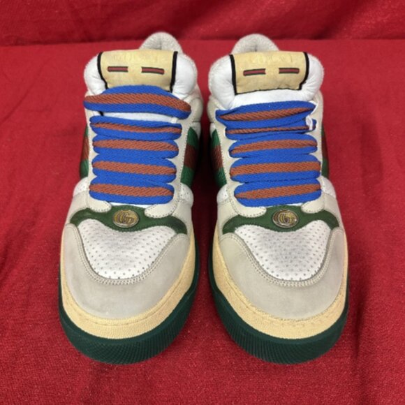 Gucci Men\'s Double Screener Leather Low- Top Sneakers Size 8